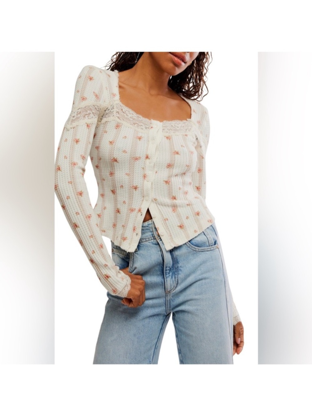 Free People Lets Party Cardi Floral Print tea party combo